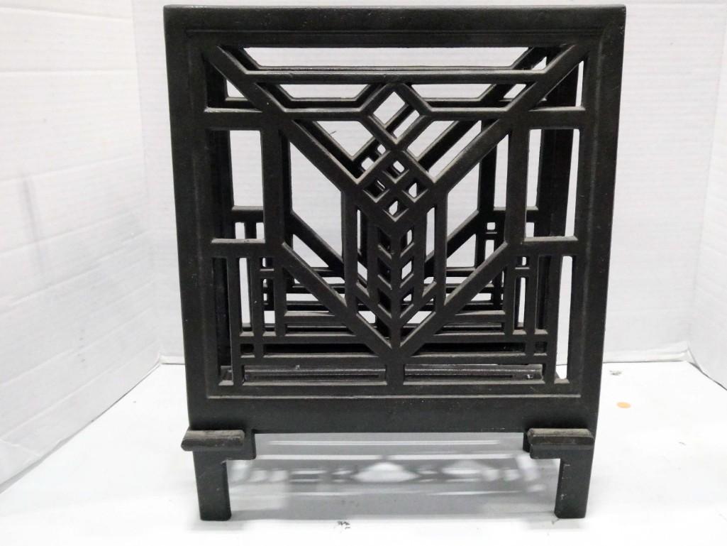 Arts and Crafts Mission Style Cast Metal Magazine Rack with Adjustable Sides: Arts and Crafts Mission Style Cast Metal Magazine Rack with Adjustable Sides