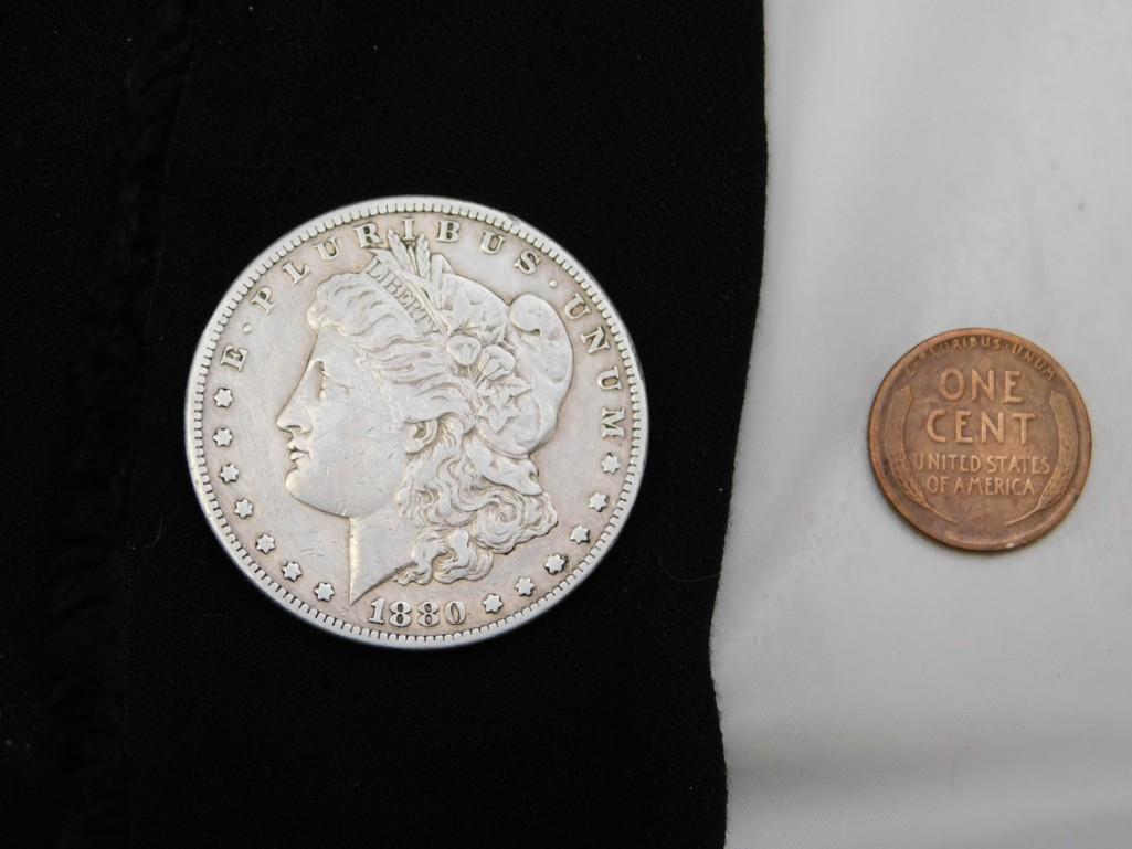 1880 S Morgan Silver Dollar and a 1919 S penny (1 of 7)