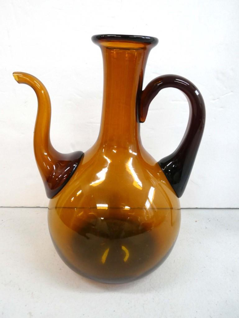 Amber Blown Glass Decorative Pitcher (1 of 5)