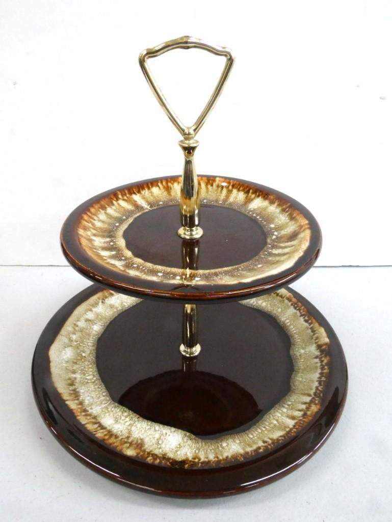 Phaltzgraff 2 Tier Brown Drip Glaze Serving Tray (1 of 6)