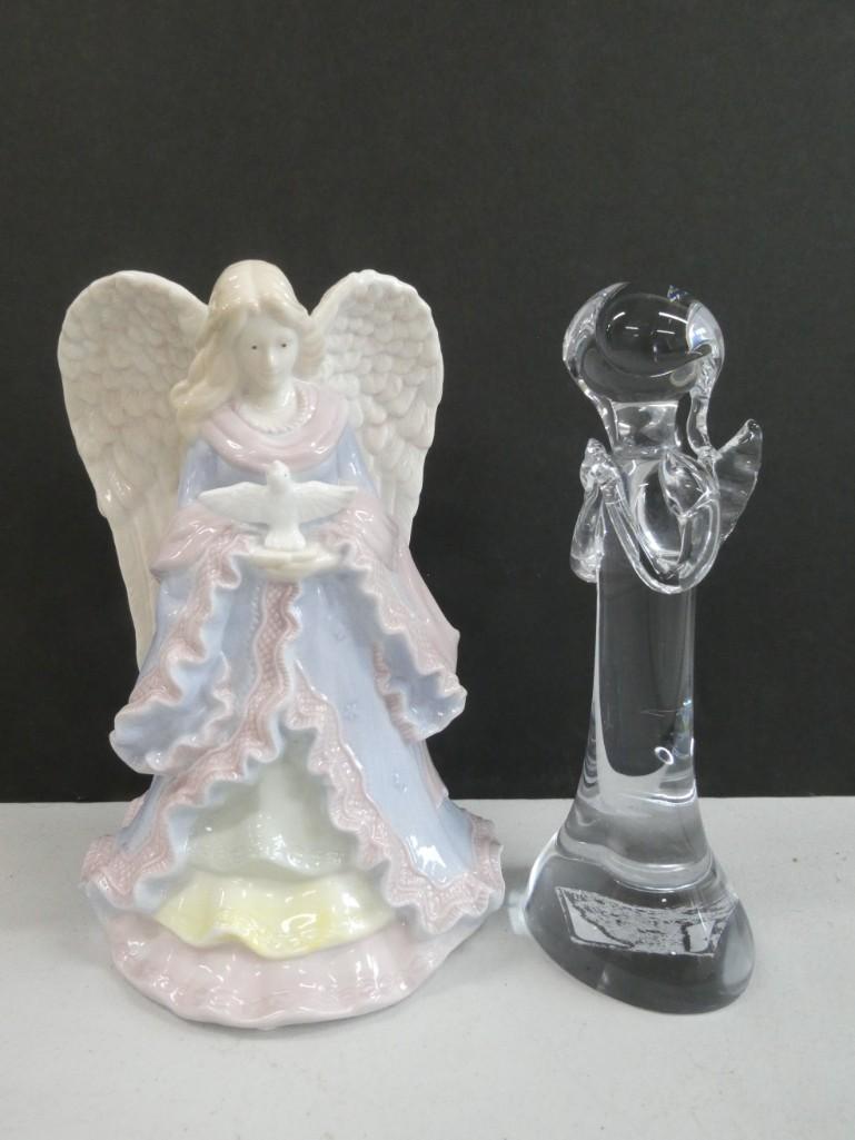 2 Angels incl Clear Glass - Signed and a 9" Ceramic Angel with Dove (1 of 7)
