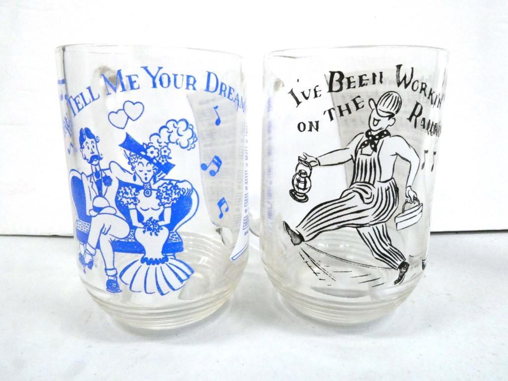 Vintage Hazel Atlas Kitchy Mugs incl I've Been Workin on the Railroad and You Tell Me Your Dreams: Vintage Hazel Atlas Kitchy Mugs incl I've Been Workin on the Railroad and You Tell Me Your Dreams