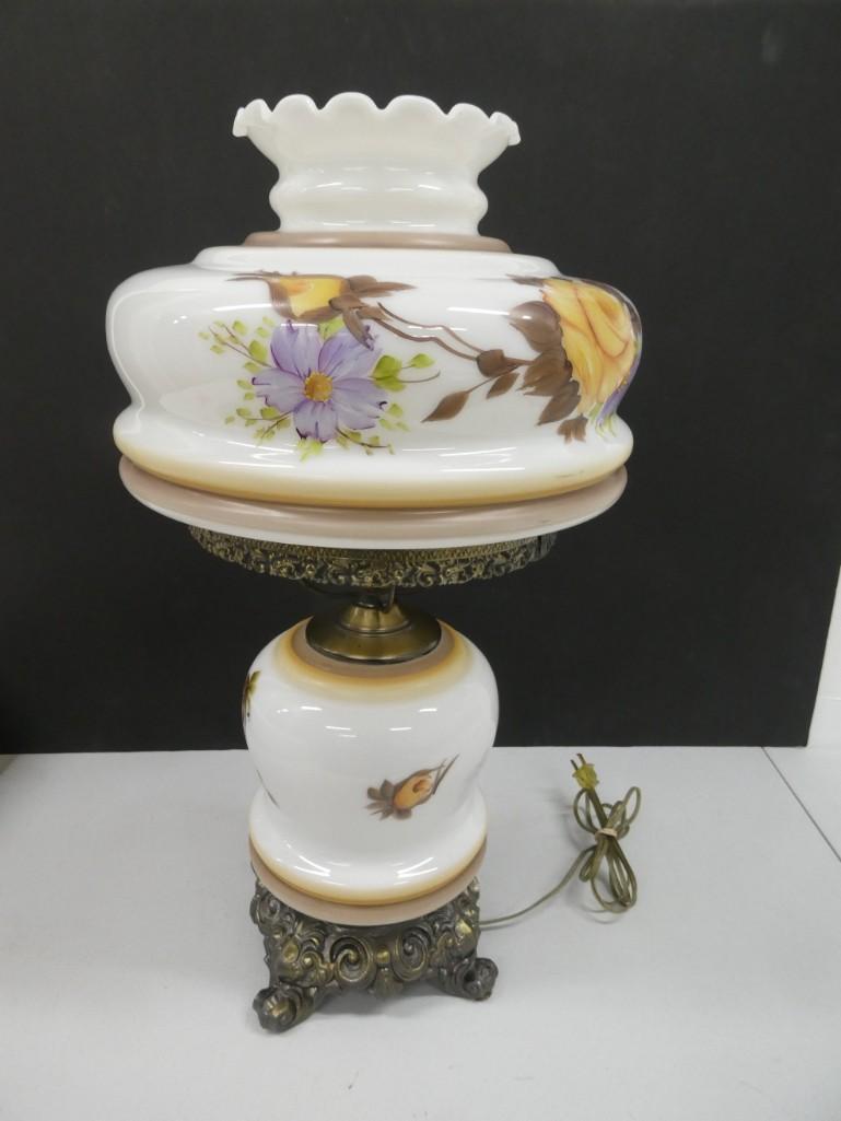 Vintage Lamp with Hand Painted Glass Shade and Base Works (1 of 4)