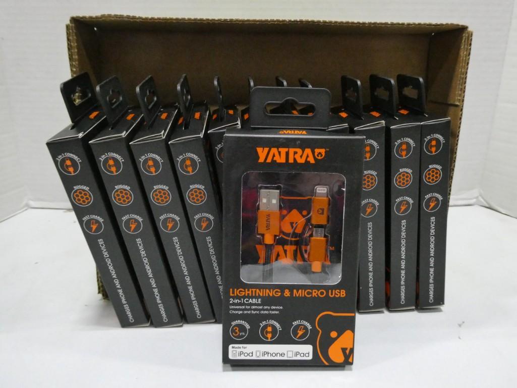 Lot of 12 Yatra Lightening and Micro 2 in 1 USB Cables New in Boxes (1 of 2)
