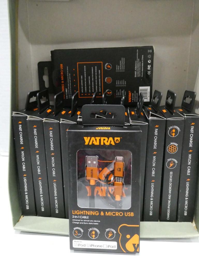 Lot of 13 Yatra Lightening and Micro 2 in 1 USB Cables New in Boxes (1 of 2)