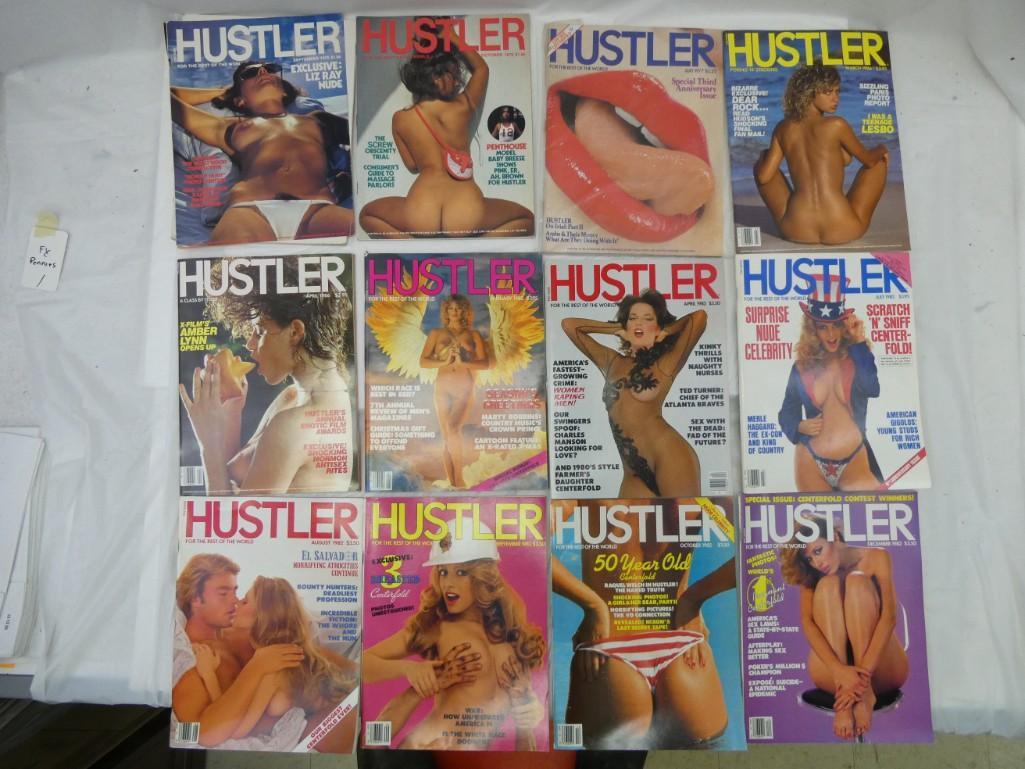 Lot of 12 Hustler Magazines from the 1970's and 1980's (1 of 3)