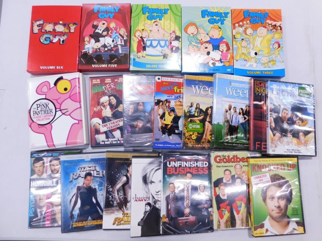 Lot of DVDs incl TV Series incl Weeds, Family Guy, The Pink Panther Classic Cartoon Collection: Lot of DVDs Mostly TV Series incl Weeds, Family Guy, The Pink Panther Classic Cartoon Collection , The Goldbergs, etc plus some movies