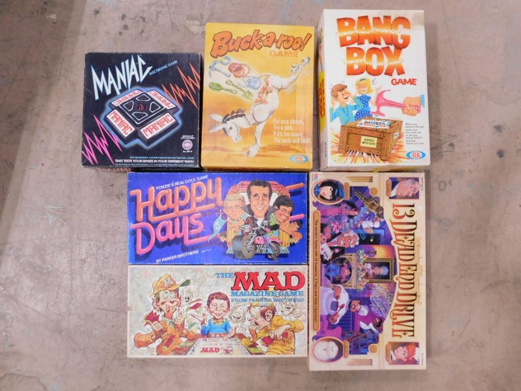Board Game Lot incl Maniac, Happy Days, The Mad Magazine Game, Buck a Roo, (1 of 3)