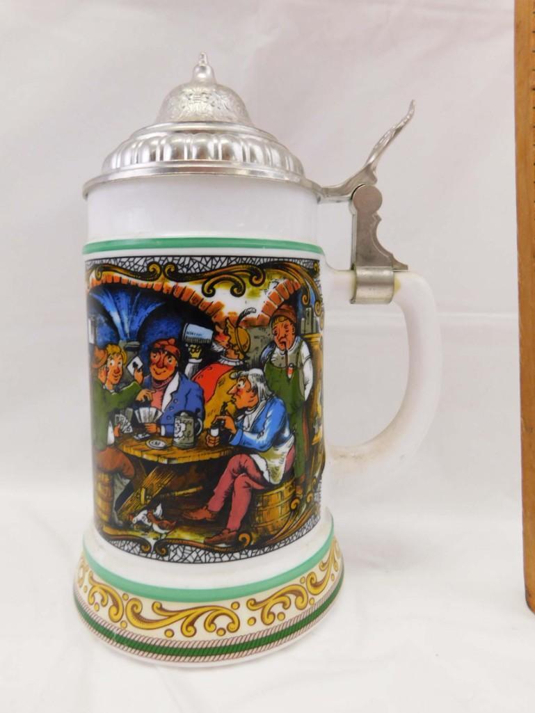Vintage German Original BMF Bierseidel Beer Stein with Lid and Tavern Scene (1 of 4)