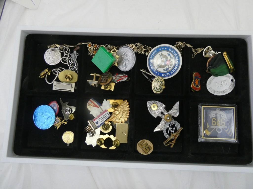 Misc. Lot of Smalls including Pins, Jewelry, Coins, Buttons, etc. (1 of 3)