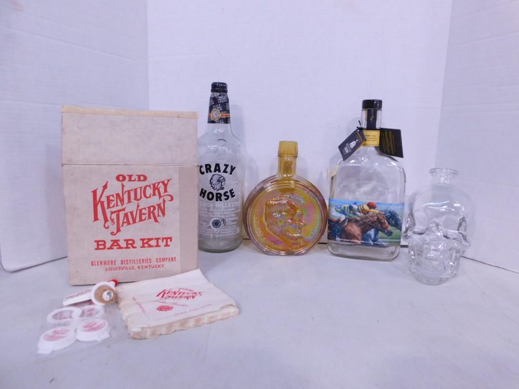 Empty Bottles incl Skull plus Napkins, 1 Shot Glass , etc (1 of 4)