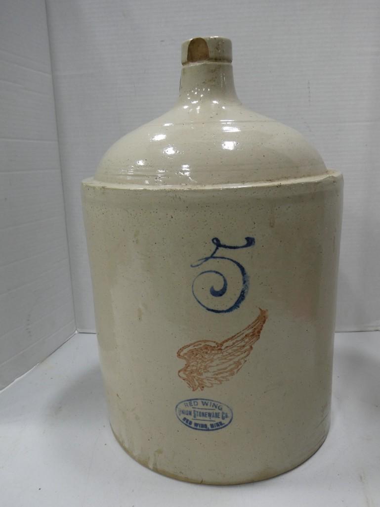 Red Wing 5 Gallon Whiskey Jug Crock (1 of 4)
