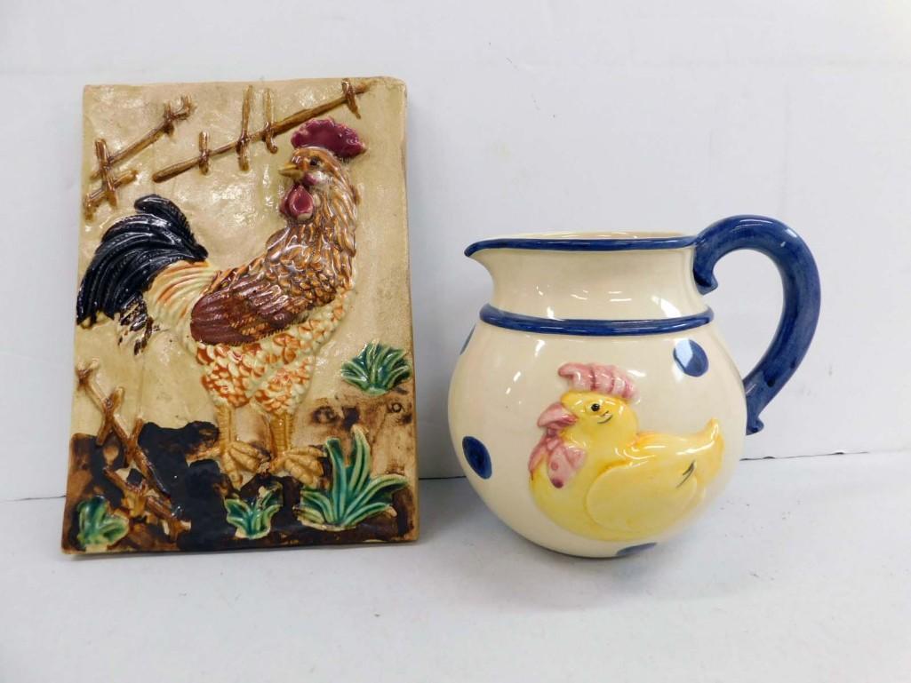 Chicken Lot incl Hen Pitcher and Rooster Wall Plaque (1 of 5)