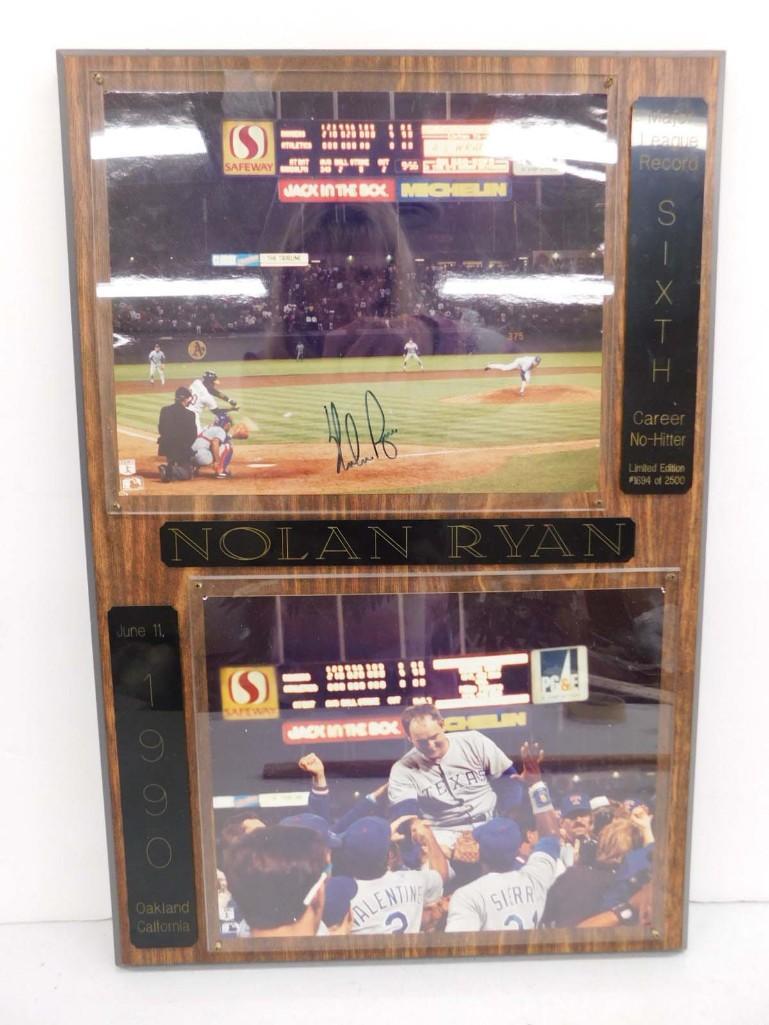 Nolan Ryan Plaque Signed NO COA Major League Record Sixth Career No Hitter Limited Edition (1 of 5)