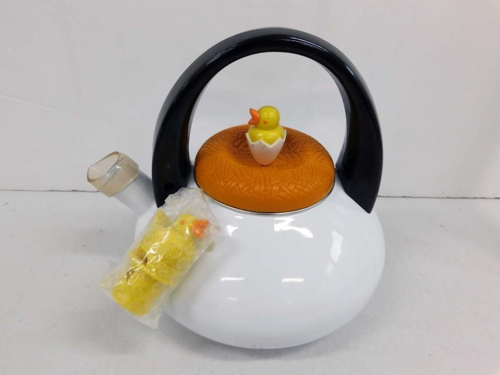 Pre-production Enamel Tea Kettle w Chick Attachment Spout (1 of 6)