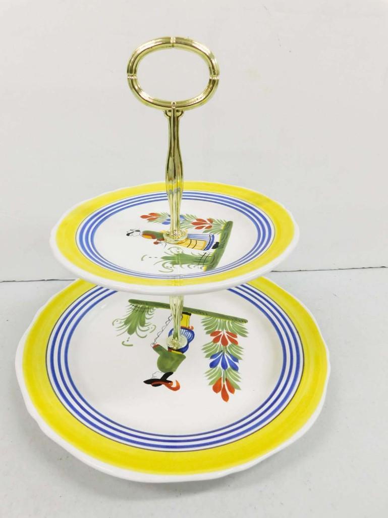 Henriot Quimper France 2 Tier Tray French Peasant (1 of 5)
