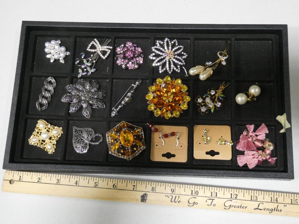 Lot of assorted costume jewelry pins, earrings, etc. (1 of 1)