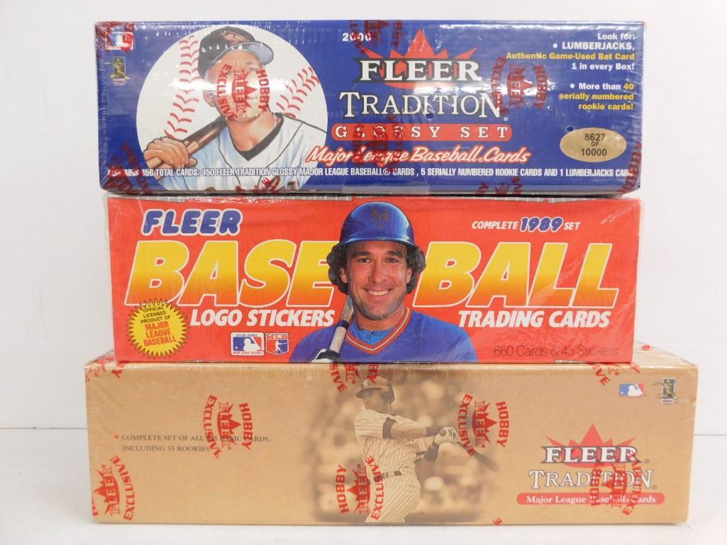 3 Factory Sealed Boxes of Baseball Cards incl 1989 Fleer, 2000 Fleer , and (1 of 6)