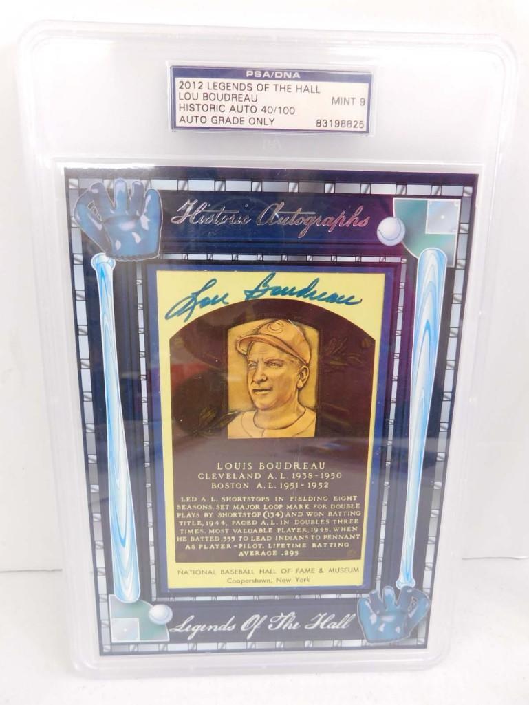 Lou Boudreau Signed 2012 Yellow HOF Plaque Postcard PSA/DNA Mint 9 Auto Grade 40/100 (1 of 7)