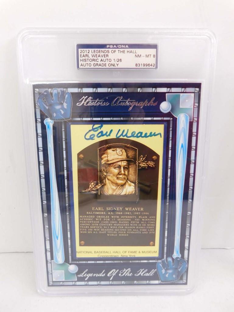 Earl Weaver Signed 2012 Yellow HOF Plaque Postcard PSA/DNA NM-MT 8 Auto Grade 1/26 (1 of 7)