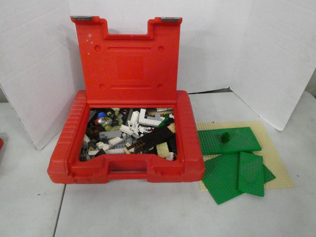 Lego Bin with Legos and Baseplates: Lego bin with lego pieces and baseplates or base plates