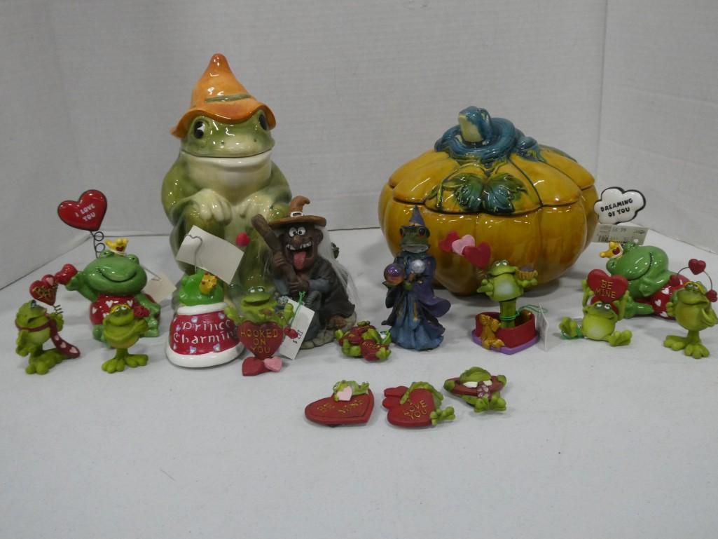 Collectible Frogs etc incl Frog Cookie Jar and Pumpkin Cookie Jar (1 of 6)