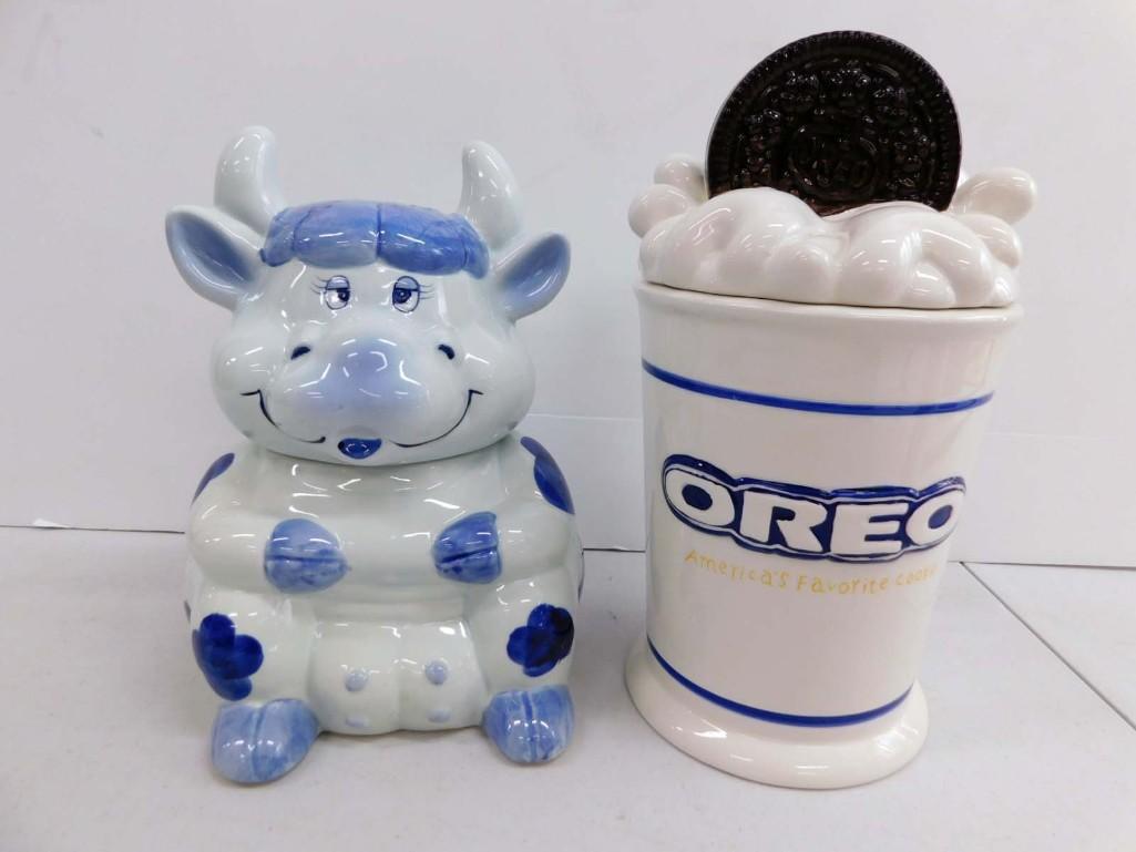 Delft Blue Delfts Blauw Cow Cookie Jar and Oreo Cookie Jar (1 of 7)