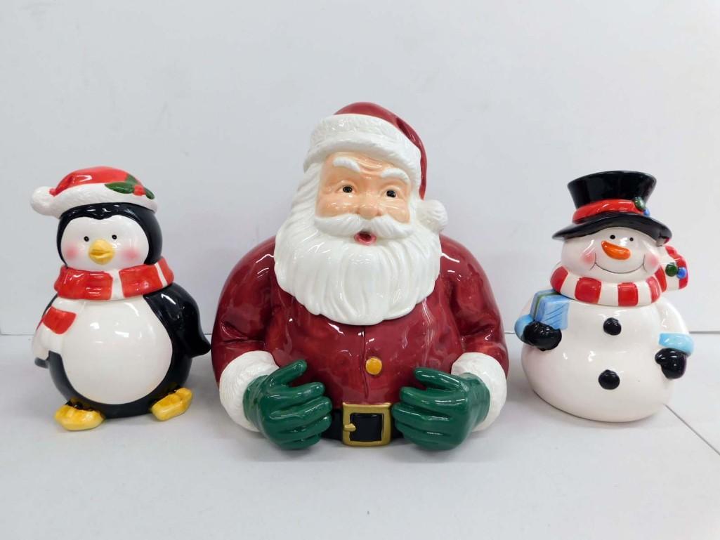 3 Christmas Cookie Jars incl Santa, Penguin, and Snowman (1 of 8)