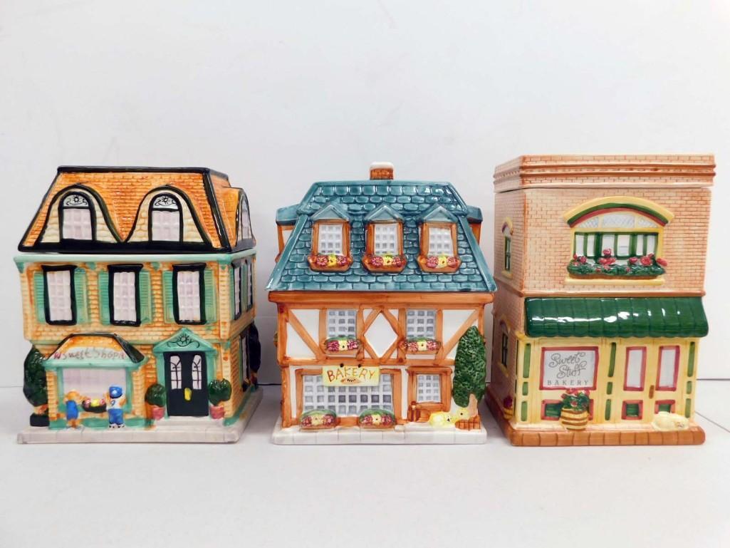 3 Village Shops Cookie Jars incl 1 Hallmark and 2 Sherwood (1 of 14)