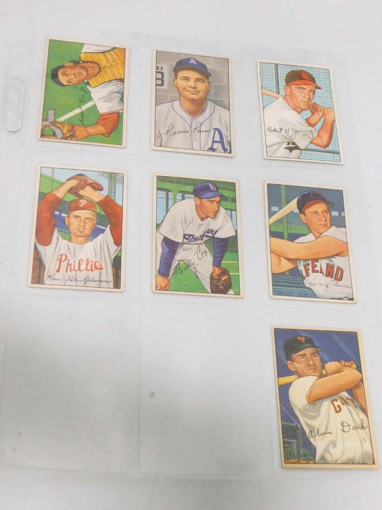 7 Bowman 1952 Baseball Cards (1 of 8)