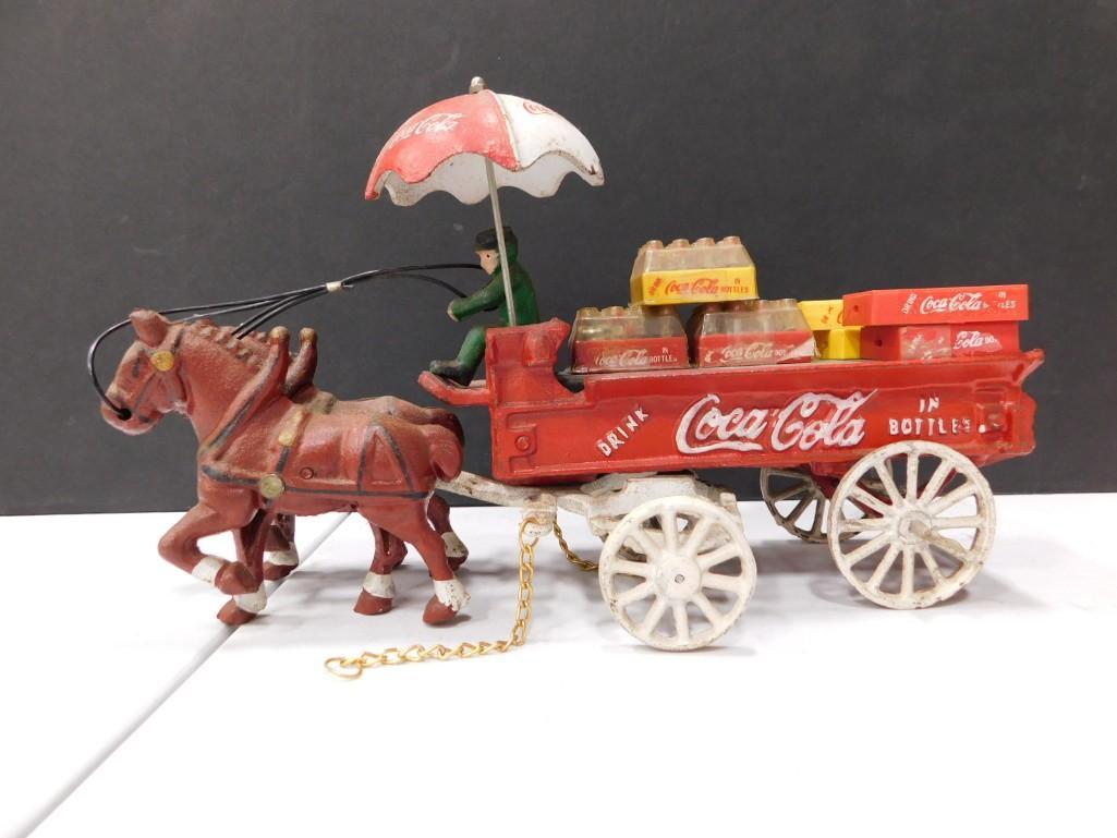 Cast Iron Toy Coca Cola Wagon with Horses (1 of 6)