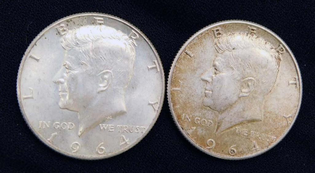 2 1964 Kennedy Half Dollars 90% Silver (1 of 2)