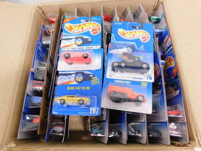 Case of New in Package Hot Wheels Cars and Vehicles Approx 72: Case of approximately 72 new in package Hot Wheels cars and vehicles