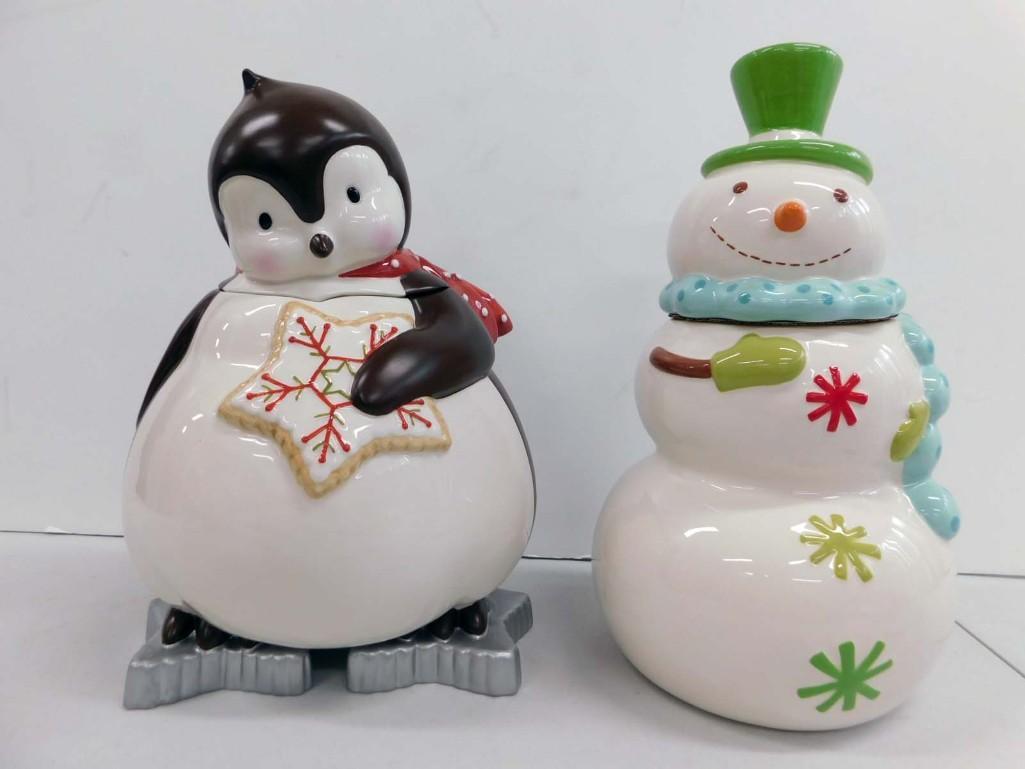 2 Cookie Jars incl Dept 56 Penguin and a Holiday 09 Be Merry Snowman (1 of 10)