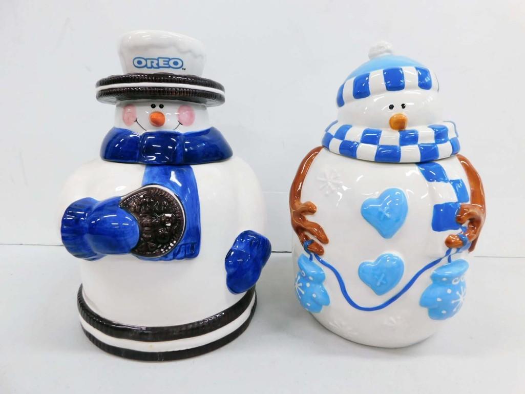 2 Snowman Cookie Jars incl 1 Oreo (1 of 9)