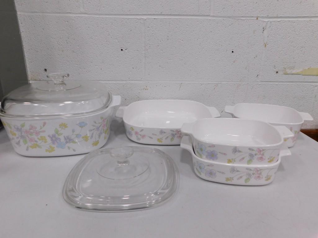 Lot of Corning Ware Pastel Bouquet Casserole Dishes (1 of 6)