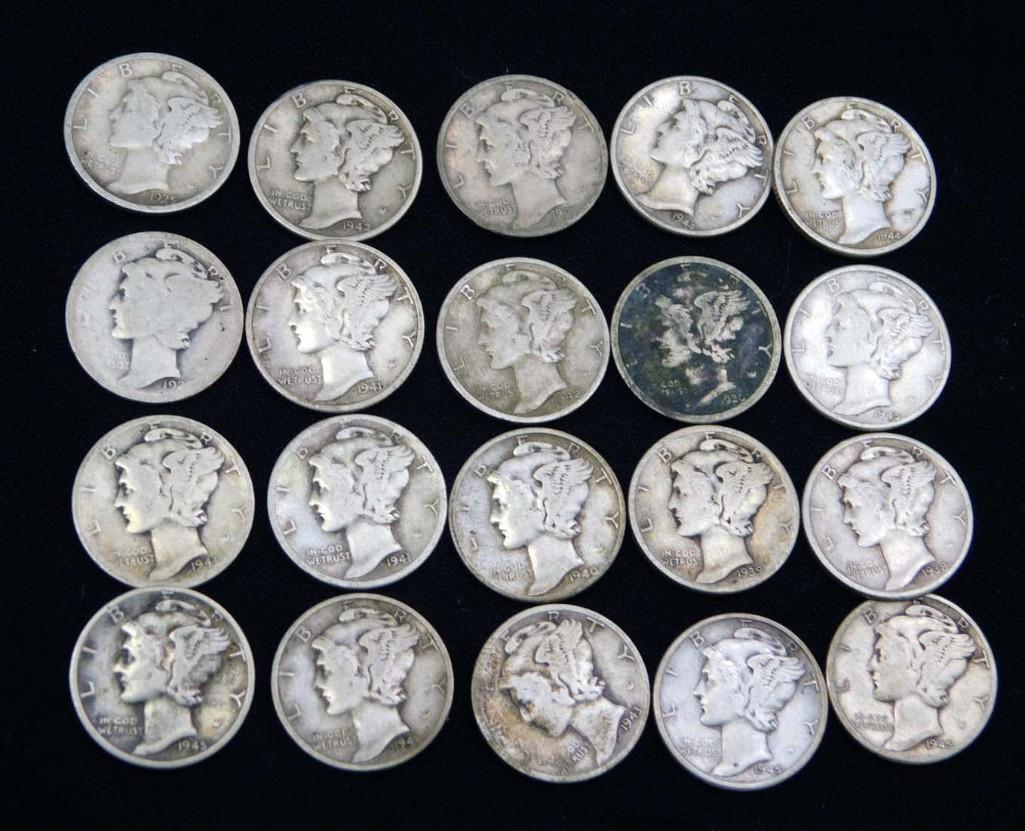 20 Mercury Dimes 90% Silver (1 of 2)