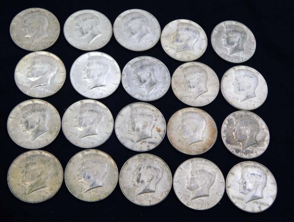 20 Nice 1967 Kennedy Half Dollars 40% Silver (1 of 6)
