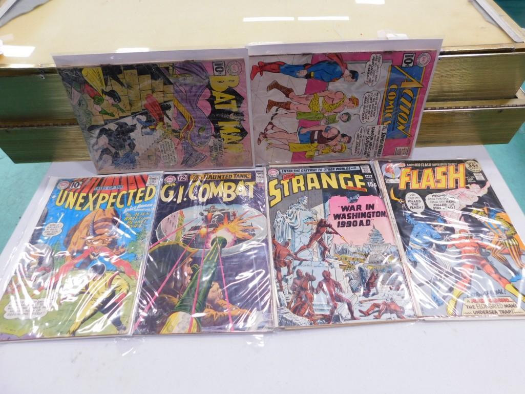 Comics incl 10 Cent Action Comics, Bat Man, Superman, Flash, Tales of the Unexpected, GI Combat (1 of 4)