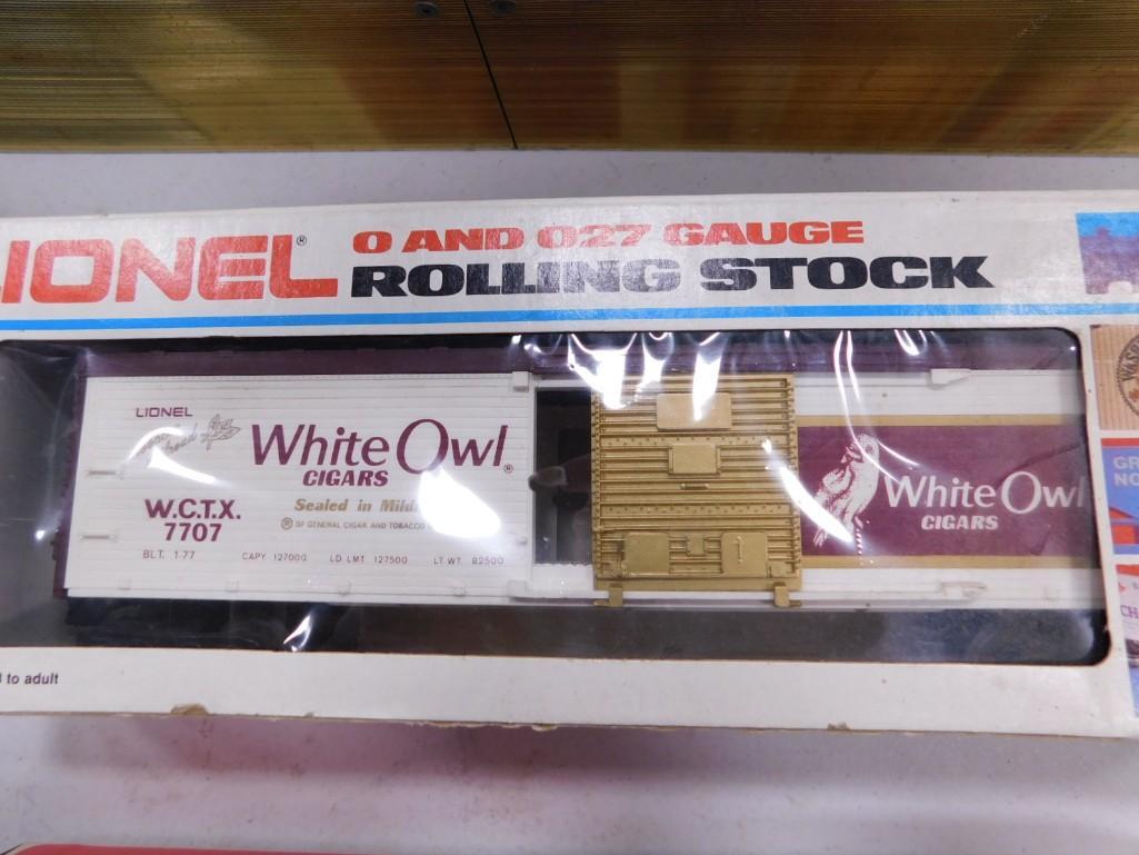 2 Lionel Train Cars O Gauge incl Camel Cigarette Car and White Owl Cigars Car