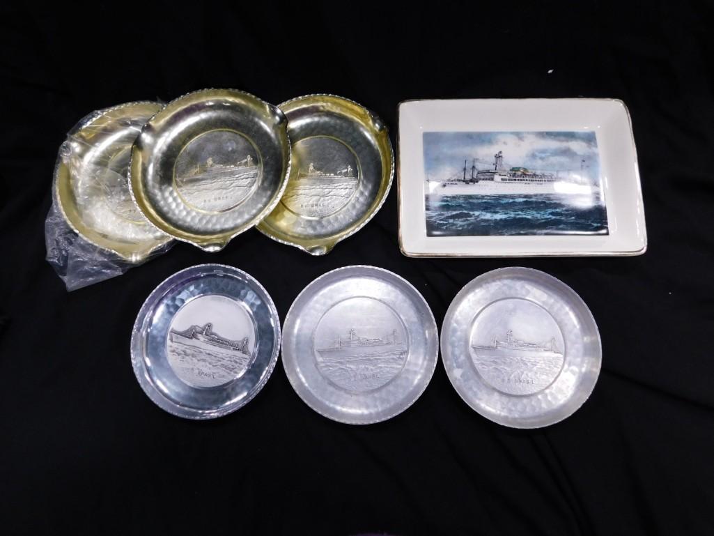 7 Small Trays from SS Brazil Moore McCormack Lines Tip Tray, Ashtrays, Trinket Trays (1 of 5)