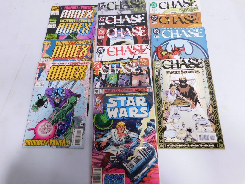 Lot of Comic Books incl Vtg Star Wars, Crucible of Power Annex, Chase (1 of 3)