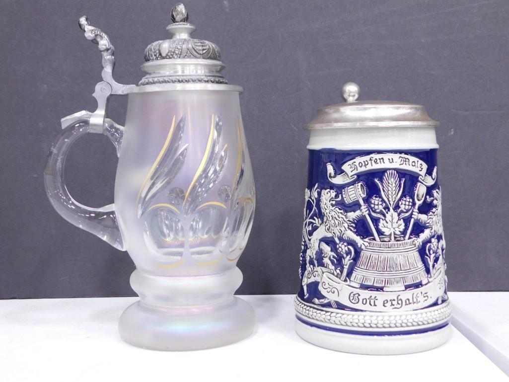 2 Beer Steins incl Gerz Beer Stein W Germany Hopfen U Malz Gott Erhaltâ€™s and a Cut to Clear Glass (1 of 8)