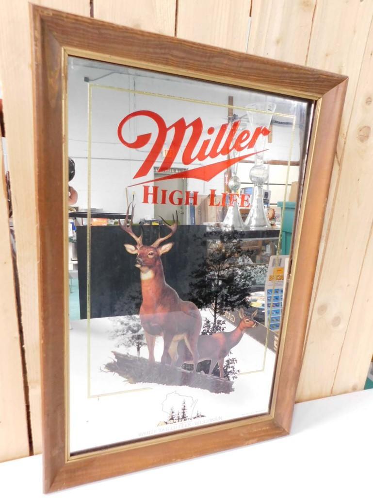 Miller Beer Wildlife Series First Printing Bar Mirror: Vintage Miller Beer Wildlife Series First Printing Bar Mirror with original label on the back. Numbered 46664 . "White Tailed Deer" Second in the Wildlife Series