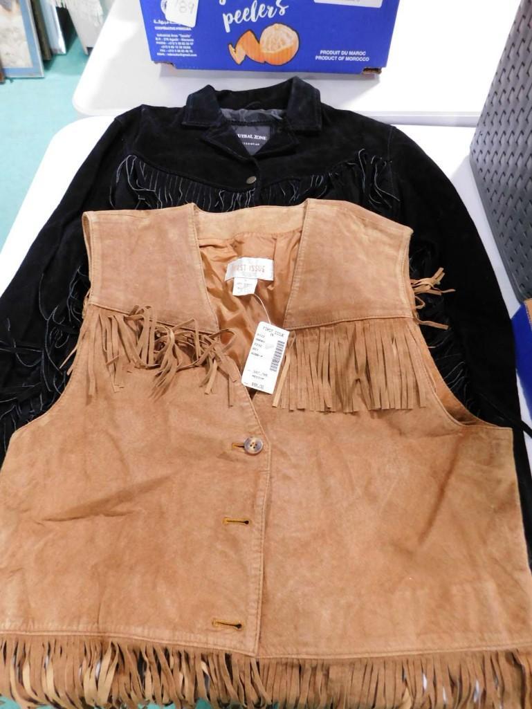 Leather Fringe Jacket and Vest Both Size M (1 of 6)