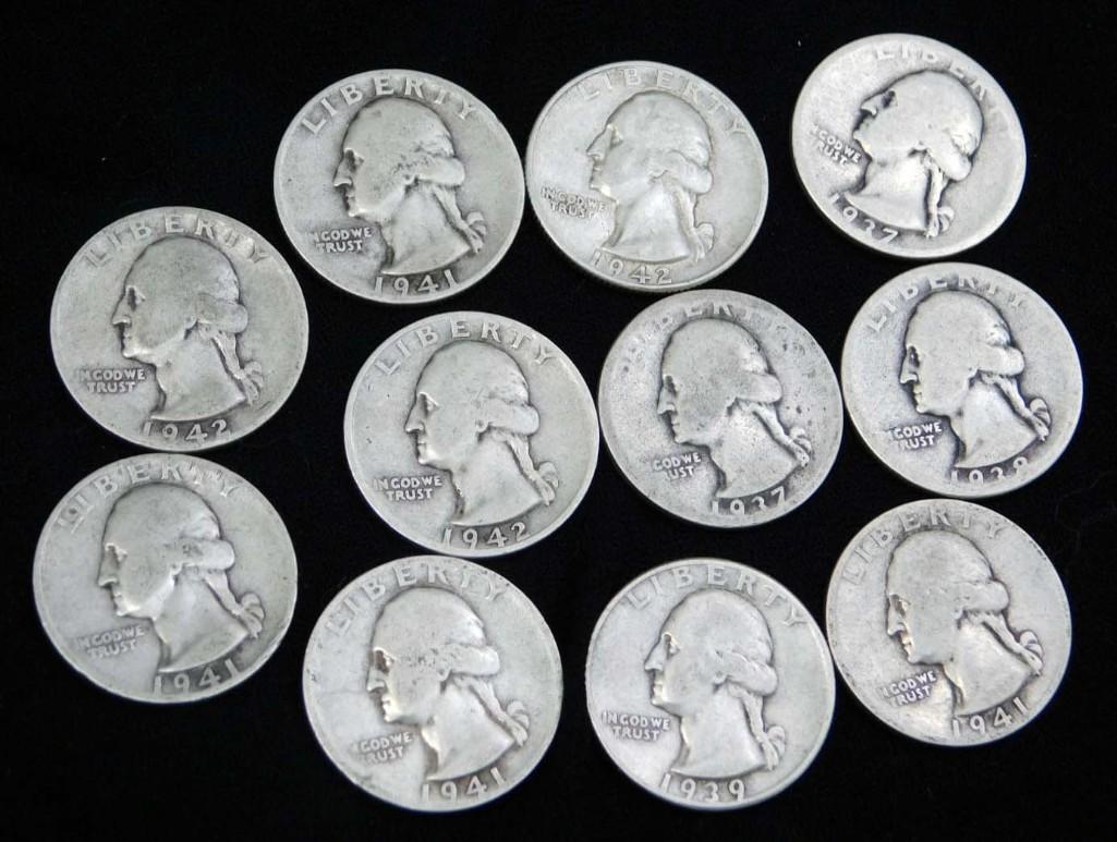 11 Washington Quarters 90% Silver (1 of 2)