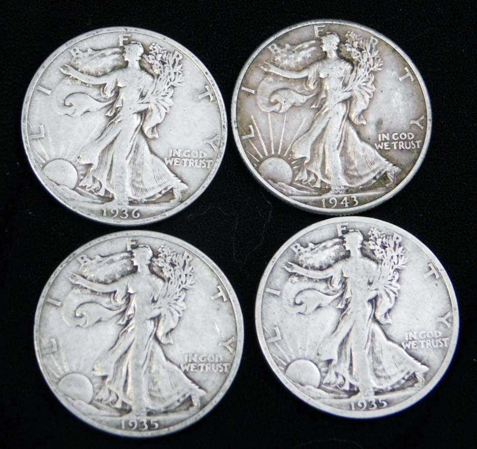 4 Walking LIberty Half Dollars 90% Silver (1 of 2)