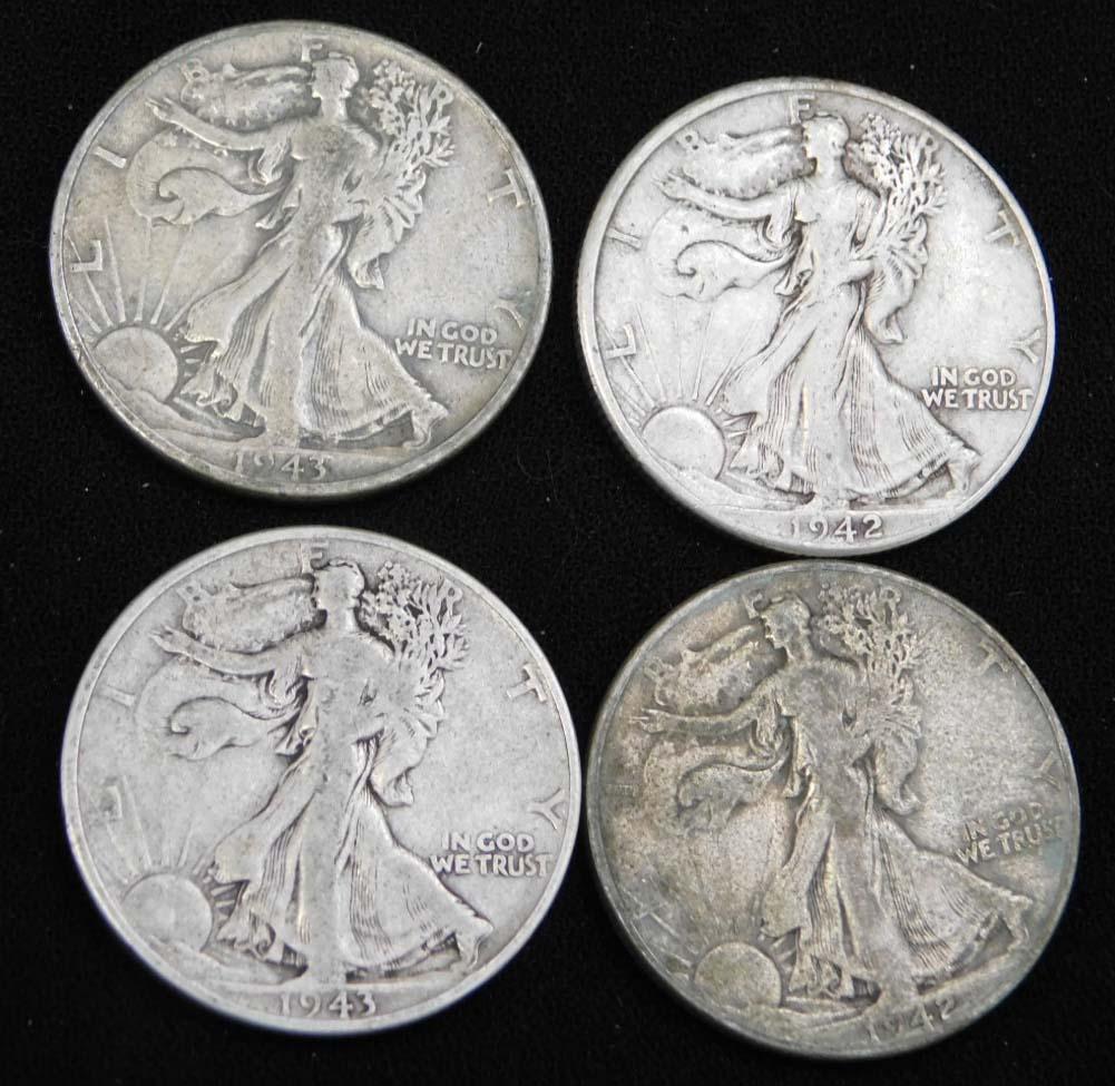 4 Walking Liberty Half Dollars 90% Silver (1 of 2)
