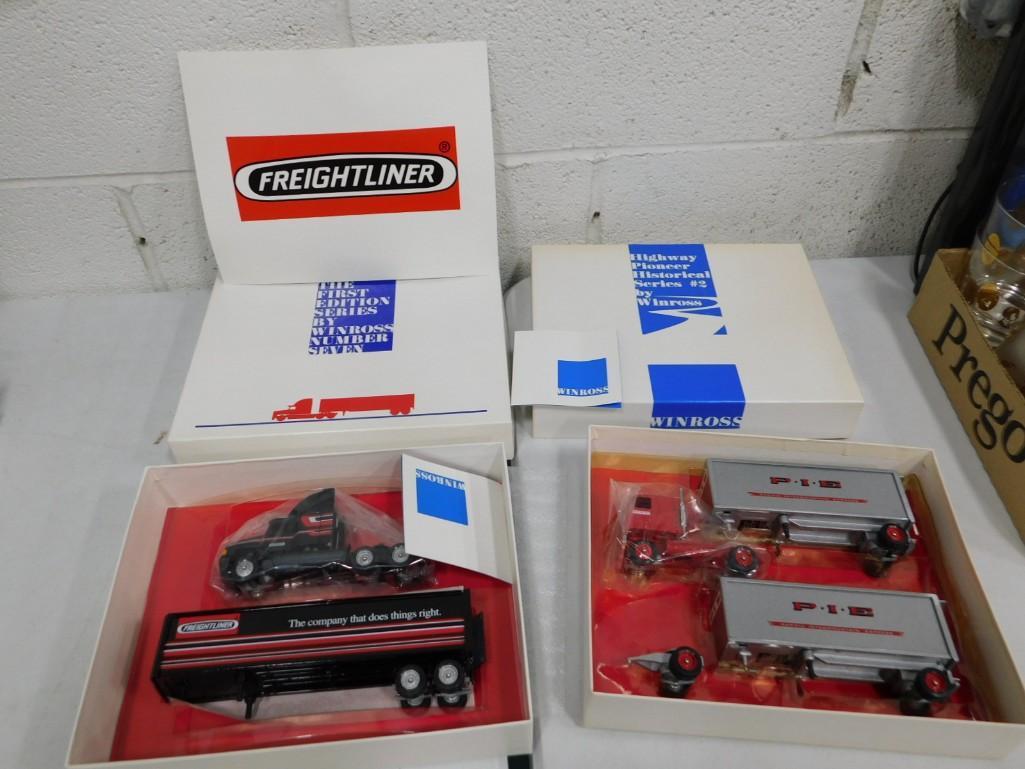 2 Winross Die Cast Model Trucks including Freightliner and P.I.E. 1:64 Scale (1 of 8)