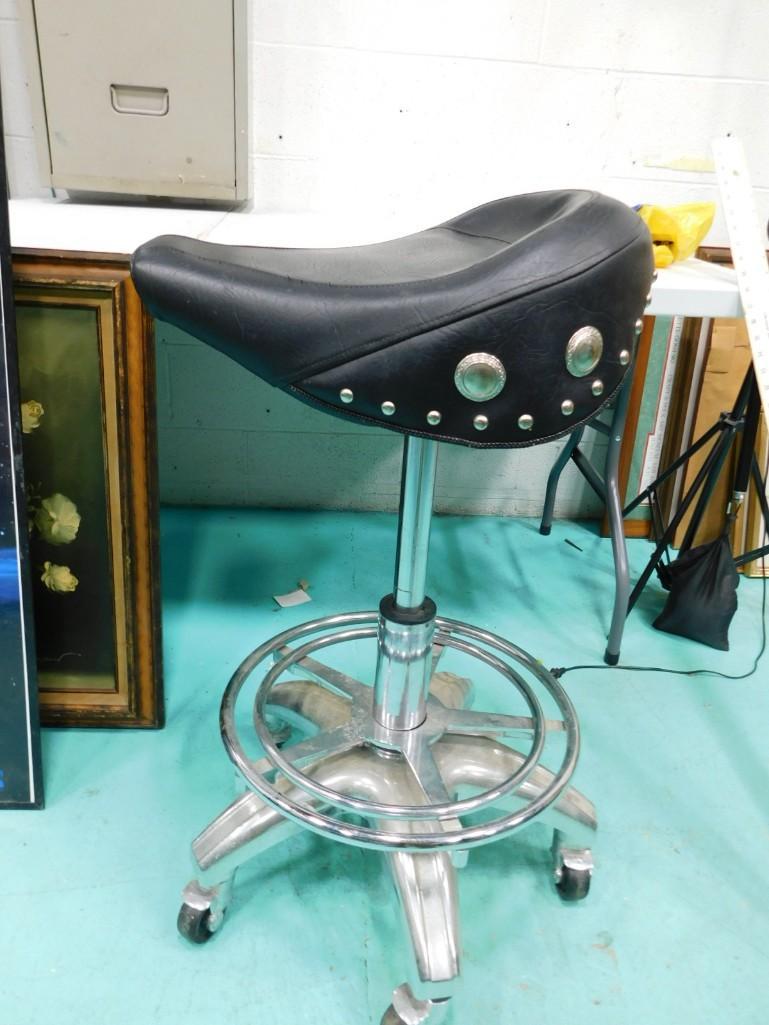 Barstool with Motorcycle Seat Adjustable (1 of 4)